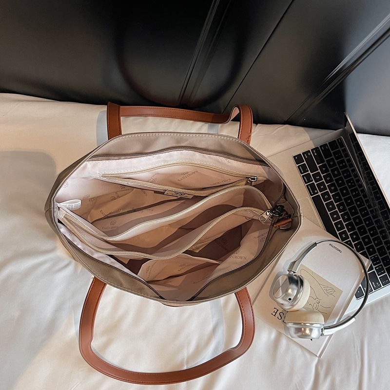 Nylon tote torba za žene, vodootporna, s zatvaračem na zip, unutarnji džep za telefon, horizontalni kvadratni oblik