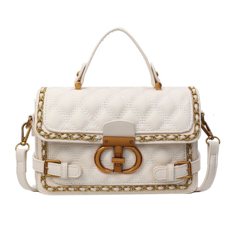 Geantă crossbody din PU cu broderie diamantată, formă pătrată orizontală, buzunar interior cu fermoar, căptușeală poliester.