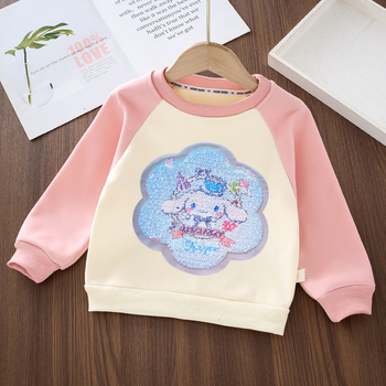 Παιδικός πουλόβερ-φούτερ με παγιέτες που αλλάζουν χρώμα – Καρτούν σχέδιο, μακριά μανίκια, βαμβακό μείγμα, κορεατικό στυλ, για παιδιά 3–8 ετών