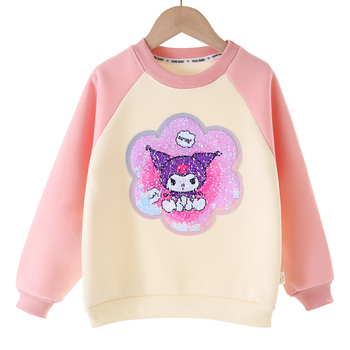 Παιδικός πουλόβερ-φούτερ με παγιέτες που αλλάζουν χρώμα – Καρτούν σχέδιο, μακριά μανίκια, βαμβακό μείγμα, κορεατικό στυλ, για παιδιά 3–8 ετών