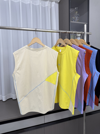 Vesta sport cu design topstitch, croială lejeră, culoare uniformă, 50% poliester, respirabil pentru vară, pentru tineri, vară 2025