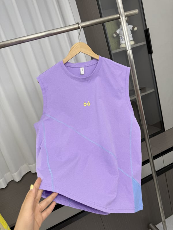 Vesta sport cu design topstitch, croială lejeră, culoare uniformă, 50% poliester, respirabil pentru vară, pentru tineri, vară 2025