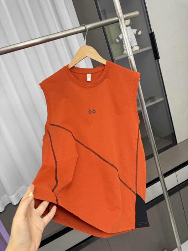 Vesta sport cu design topstitch, croială lejeră, culoare uniformă, 50% poliester, respirabil pentru vară, pentru tineri, vară 2025