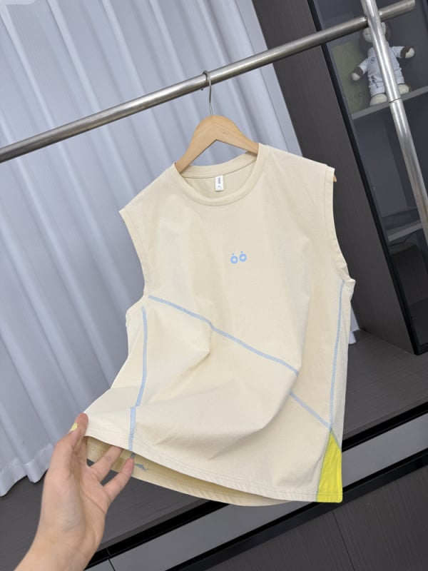 Vesta sport cu design topstitch, croială lejeră, culoare uniformă, 50% poliester, respirabil pentru vară, pentru tineri, vară 2025