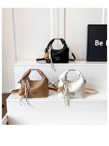 Geantă mică din PU pentru umăr – formă de găleată, căptușeală poliester, închidere cu fermoar