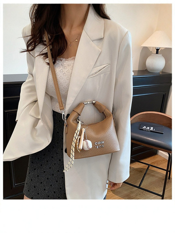 Geantă mică din PU pentru umăr – formă de găleată, căptușeală poliester, închidere cu fermoar