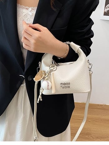 Geantă mică din PU pentru umăr – formă de găleată, căptușeală poliester, închidere cu fermoar