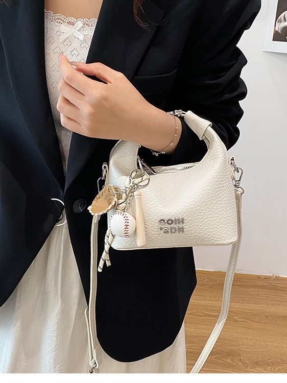 Geantă mică din PU pentru umăr – formă de găleată, căptușeală poliester, închidere cu fermoar