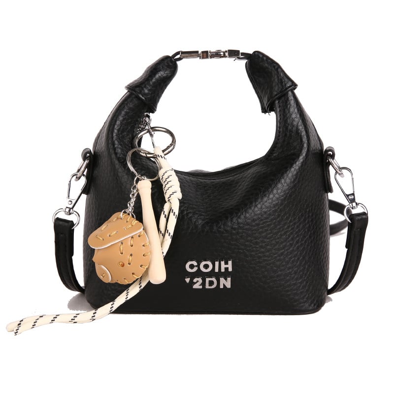 Geantă mică din PU pentru umăr – formă de găleată, căptușeală poliester, închidere cu fermoar