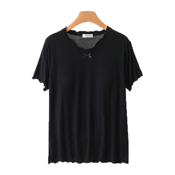 Modalni noćni top, V-izrez, kratki rukavi, opuštena silueta, prozračan i upija vlagu