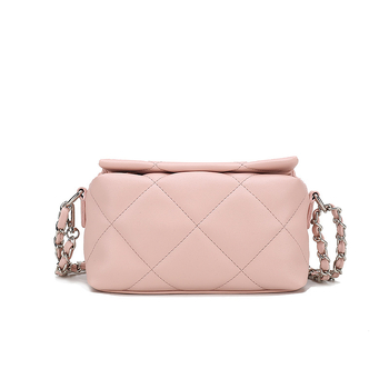 Ženska torbica preko ramena - Kvadratno-romboidni lančani dizajn, PU (vodoravna kvadratna forma; otvor s poklopcem; unutarnji džepovi: džep sa zipom i džep za telefon)