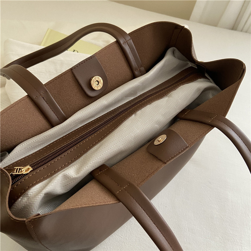 Ženska Tote torba s jednim remenom, PU materijal, velik kapacitet, magnetsko zatvaranje, unutarnji džepovi sa zatvaračem