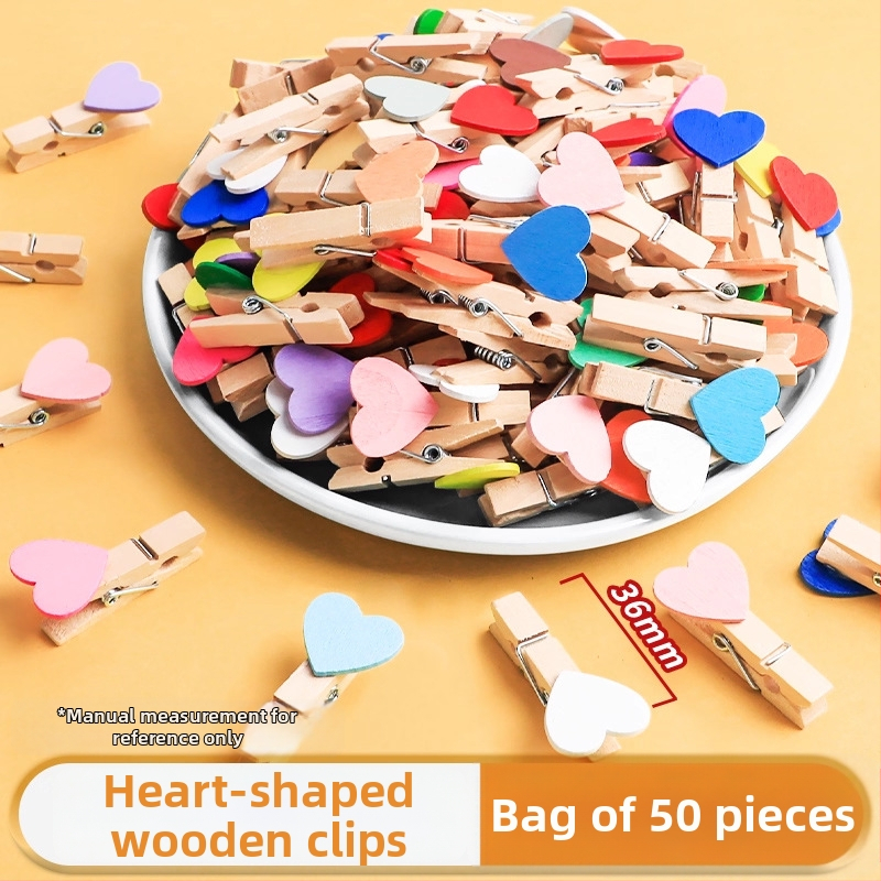 Ξύλινα κλιπ φωτογραφιών, ορθογώνια, σετ 100 τεμαχίων, με ετικέτες από σχοινί κάνναβης