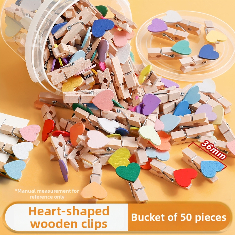 Ξύλινα κλιπ φωτογραφιών, ορθογώνια, σετ 100 τεμαχίων, με ετικέτες από σχοινί κάνναβης