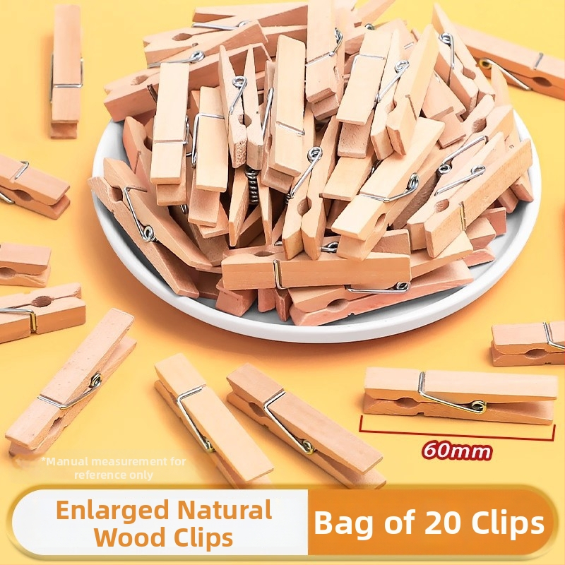 Ξύλινα κλιπ φωτογραφιών, ορθογώνια, σετ 100 τεμαχίων, με ετικέτες από σχοινί κάνναβης