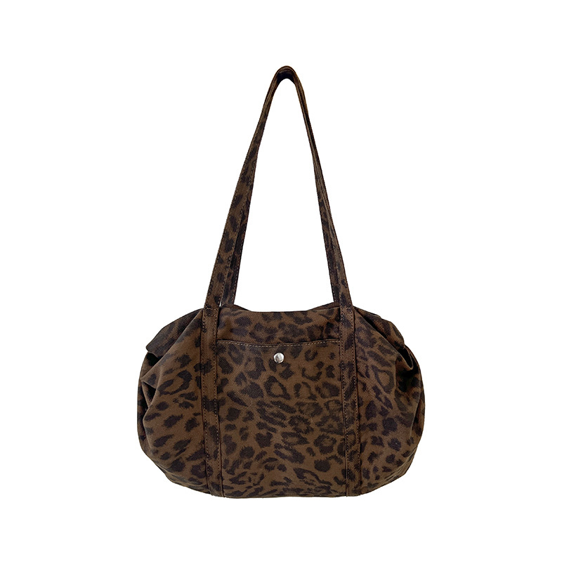 Meilade Ženska torbica s leopard printom, gradski stil, pamuk, vodoravni kvadratni oblik, zatvaranje zipom