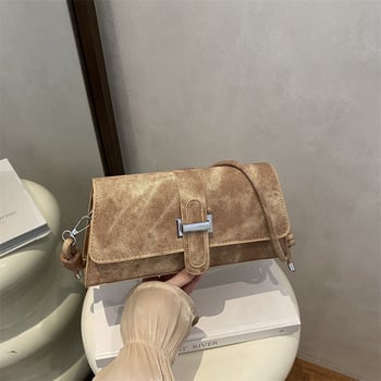 Ženska crossbody torba ispod pazuha, pravokutnog oblika, gradski minimalistički stil, poseban materijal, zatvaranje kapom