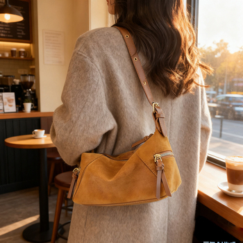 Ženska crossbody Tote torba od velura, europsko-američki retro stil, zatvarač, poliester podstava