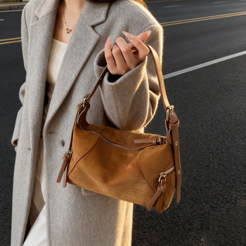 Ženska crossbody Tote torba od velura, europsko-američki retro stil, zatvarač, poliester podstava