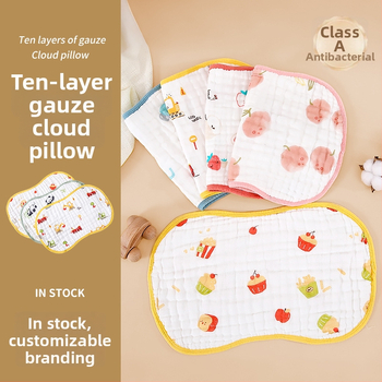 Бебешка възглавничка – чист памук, дишаща, попиваща изпотяване, карикатурен стил, подходяща за новородени до 12 месеца