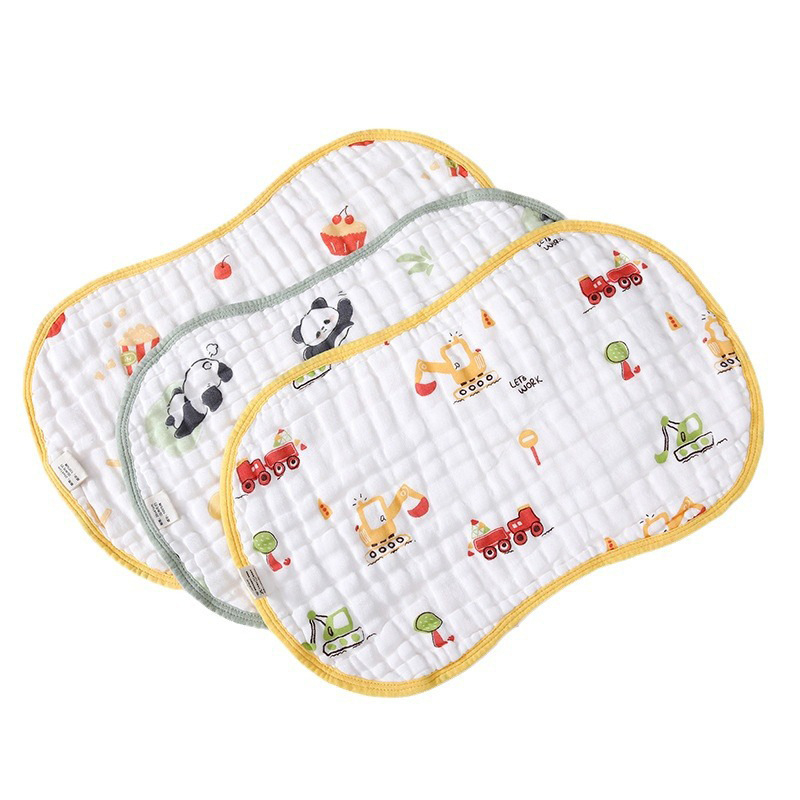 Бебешка възглавничка – чист памук, дишаща, попиваща изпотяване, карикатурен стил, подходяща за новородени до 12 месеца