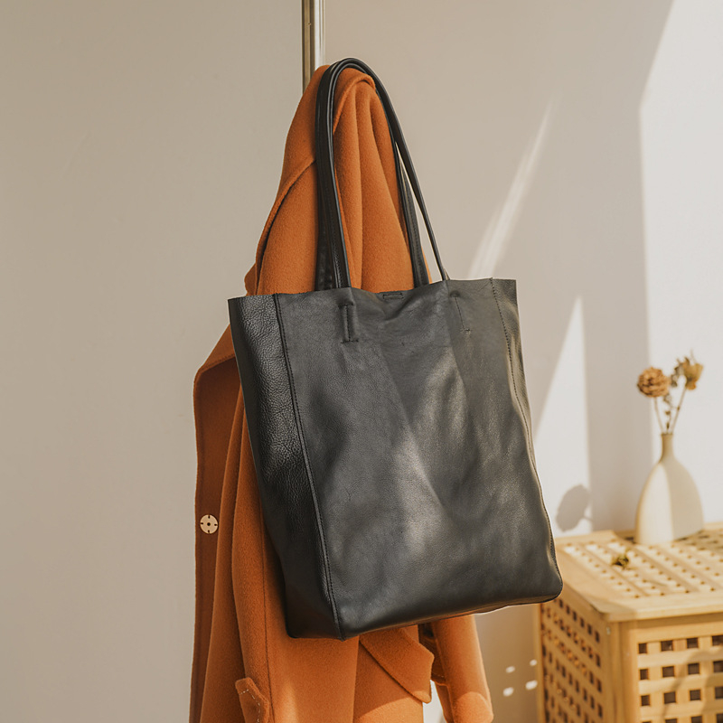 Torba tote od prve kože – urban stil, retro dizajn, vertikalni kvadratni oblik, magnetsko zatvaranje, velika kapaciteta, unutarnji džep sa zipom i džep za telefon