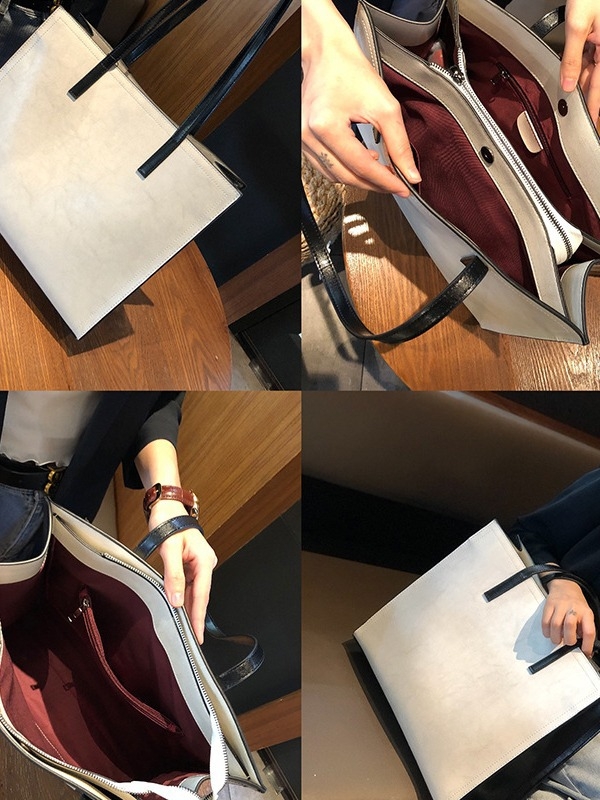 Kožna Tote torba s završnim ulje-vosk premazom, vodoravni četvrtasti oblik, magnetsko zatvaranje, unutarnje odjeljke s džepom na zip, džep za telefon i džep za identifikacijsku karticu