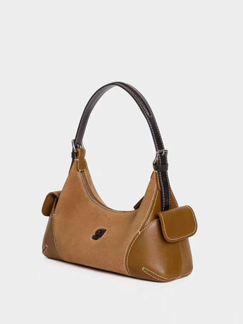 Hobo torba od umjetne kože, zatvaranje na zip, horizontalan kvadratni oblik, pretinac za dokumente, dvostruki remeni