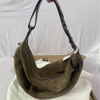 Dumpling torba, ulični stil, prava koža prvog sloja velur, zatvarač, pretinac za mobitel