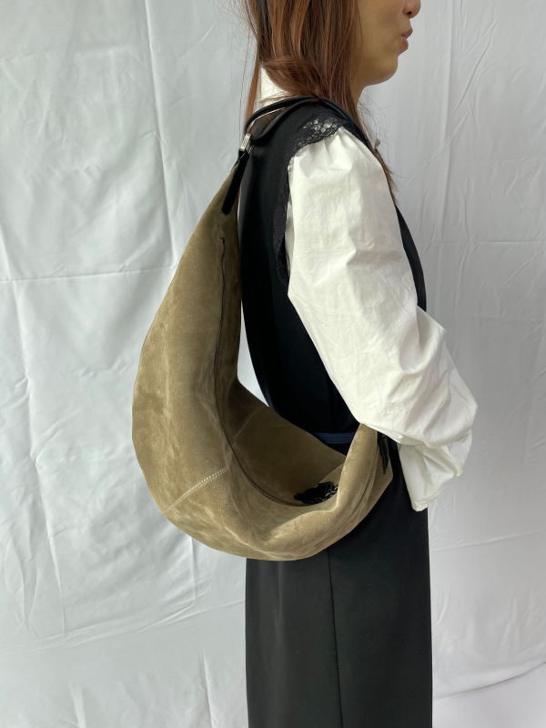 Dumpling torba, ulični stil, prava koža prvog sloja velur, zatvarač, pretinac za mobitel