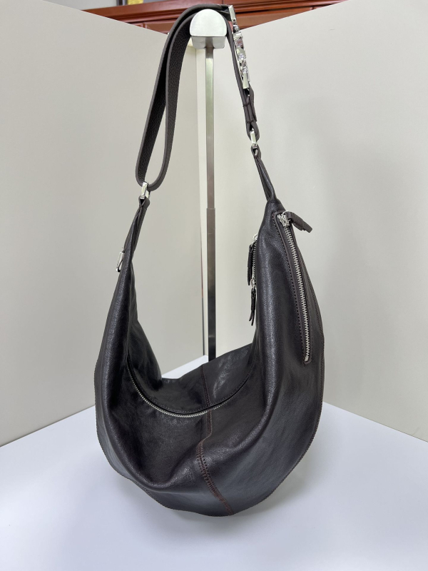 Dumpling torba, ulični stil, prava koža prvog sloja velur, zatvarač, pretinac za mobitel