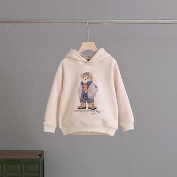 Παιδικό φούτερ με κουκούλα, φλίς εσωτερικό, 100% βαμβάκι πλεκτό, καλλιτεχνικό σχέδιο καρτούν, για ηλικίες 3–8 ετών.