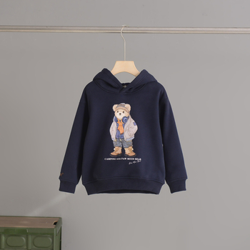 Παιδικό φούτερ με κουκούλα, φλίς εσωτερικό, 100% βαμβάκι πλεκτό, καλλιτεχνικό σχέδιο καρτούν, για ηλικίες 3–8 ετών.