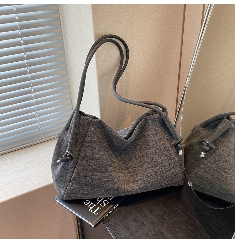 Korejski stil denim torba za ramena, magnetsko zatvaranje, horizontalni kvadratni oblik, džep sa zatvaračem tip sendvič, podstava od poliestera i pamuka