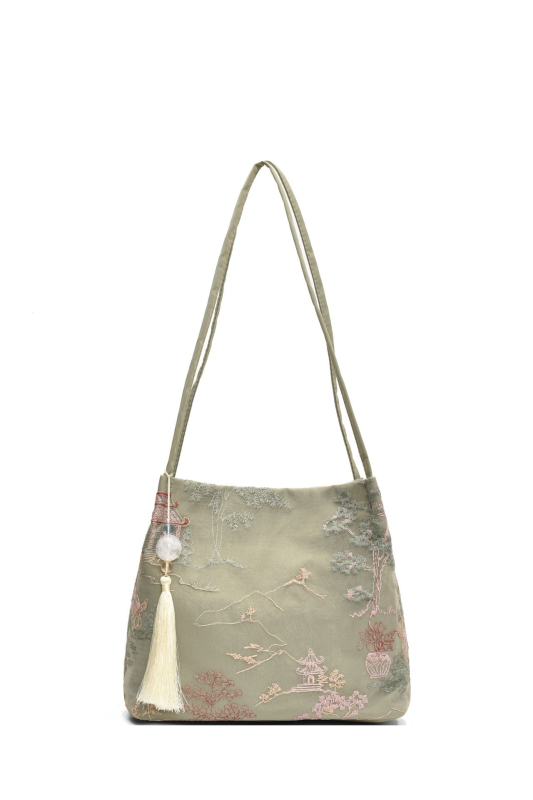 Gradska torbica od svile za rame sa magnetskim zatvaranjem, horizontalno kvadratni oblik, džep na zip i džep za mobitel te džep za identifikacijsku kartu