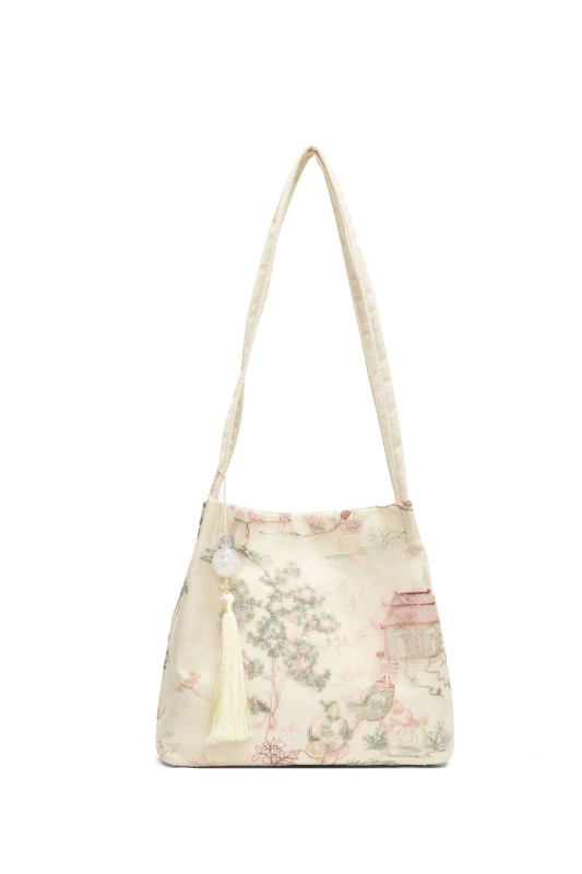 Gradska torbica od svile za rame sa magnetskim zatvaranjem, horizontalno kvadratni oblik, džep na zip i džep za mobitel te džep za identifikacijsku kartu