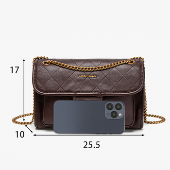 PU crossbody torba s quilted retro dizajnom, vodoravni kvadratni oblik, poliester podstava, zaključavanje