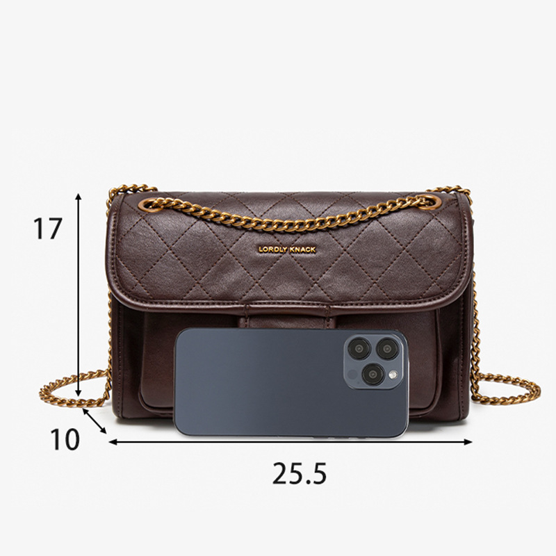 PU crossbody torba s quilted retro dizajnom, vodoravni kvadratni oblik, poliester podstava, zaključavanje