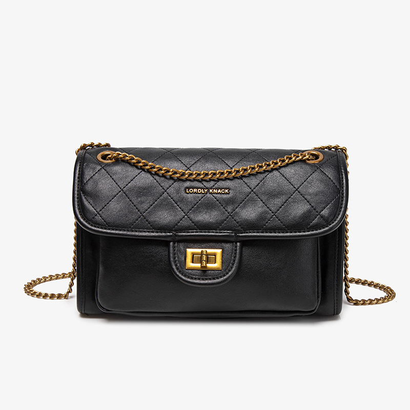 PU crossbody torba s quilted retro dizajnom, vodoravni kvadratni oblik, poliester podstava, zaključavanje