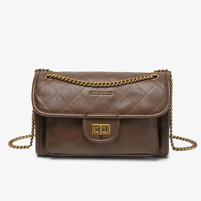 PU crossbody torba s quilted retro dizajnom, vodoravni kvadratni oblik, poliester podstava, zaključavanje