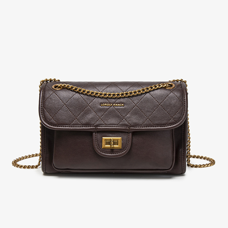 PU crossbody torba s quilted retro dizajnom, vodoravni kvadratni oblik, poliester podstava, zaključavanje