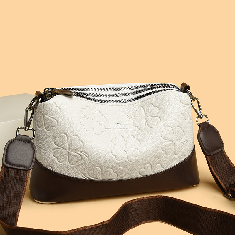 PU kožna crossbody torba za žene s reljefom, trostruka velika kapaciteta, zatvaranje na zip, unutarnji džepovi (s džepom za telefon i džepom na zip), horizontalan kvadratni oblik, dvostruki remen, jesen 2025