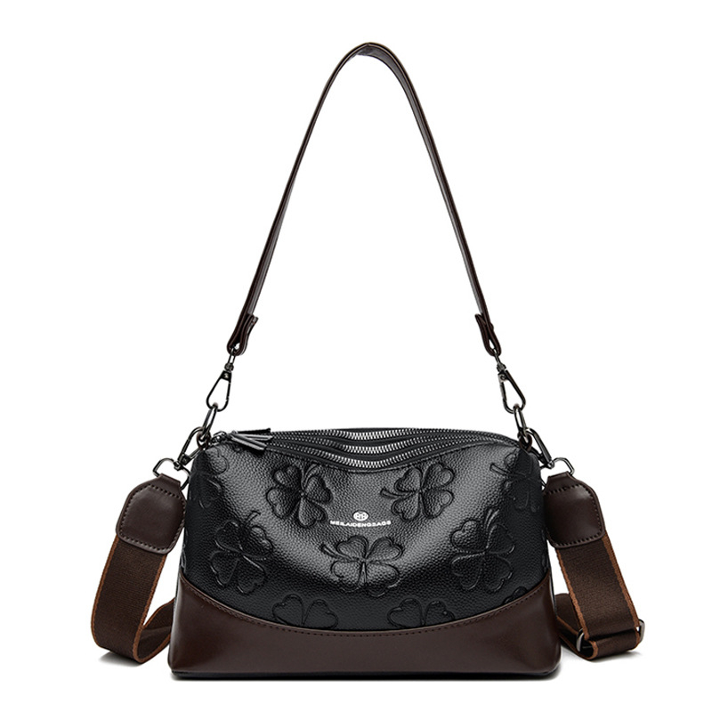 PU kožna crossbody torba za žene s reljefom, trostruka velika kapaciteta, zatvaranje na zip, unutarnji džepovi (s džepom za telefon i džepom na zip), horizontalan kvadratni oblik, dvostruki remen, jesen 2025