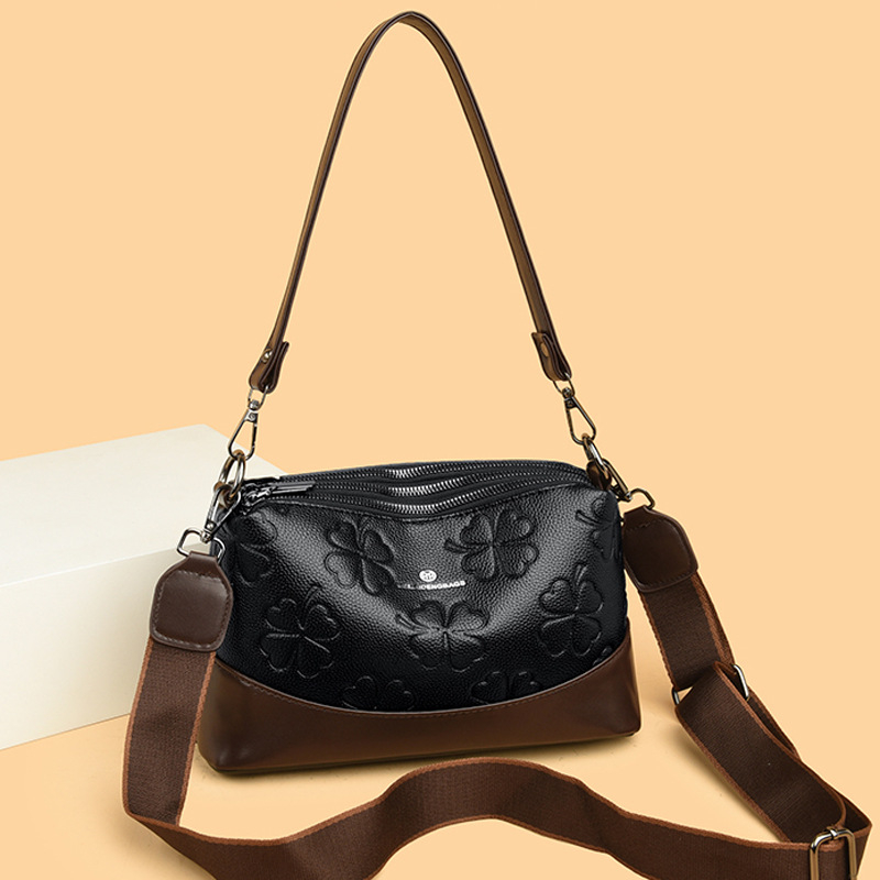 PU kožna crossbody torba za žene s reljefom, trostruka velika kapaciteta, zatvaranje na zip, unutarnji džepovi (s džepom za telefon i džepom na zip), horizontalan kvadratni oblik, dvostruki remen, jesen 2025