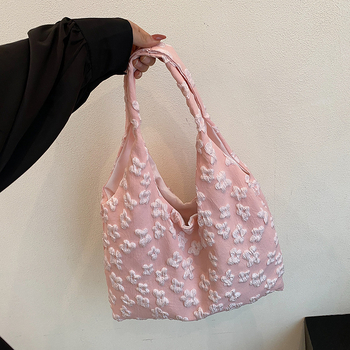 Tote táska virágos csipkével, textil anyag, vízszintes négyzet alakú, cipzár, poliészter bélés