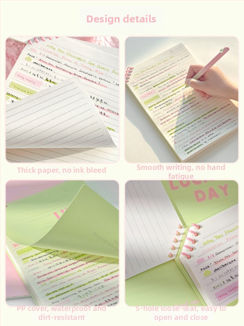 Caiet PP cu colțuri tăiate, foi detașabile, 120 pagini, hârtie 40 g