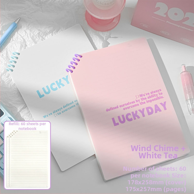 Caiet PP cu colțuri tăiate, foi detașabile, 120 pagini, hârtie 40 g