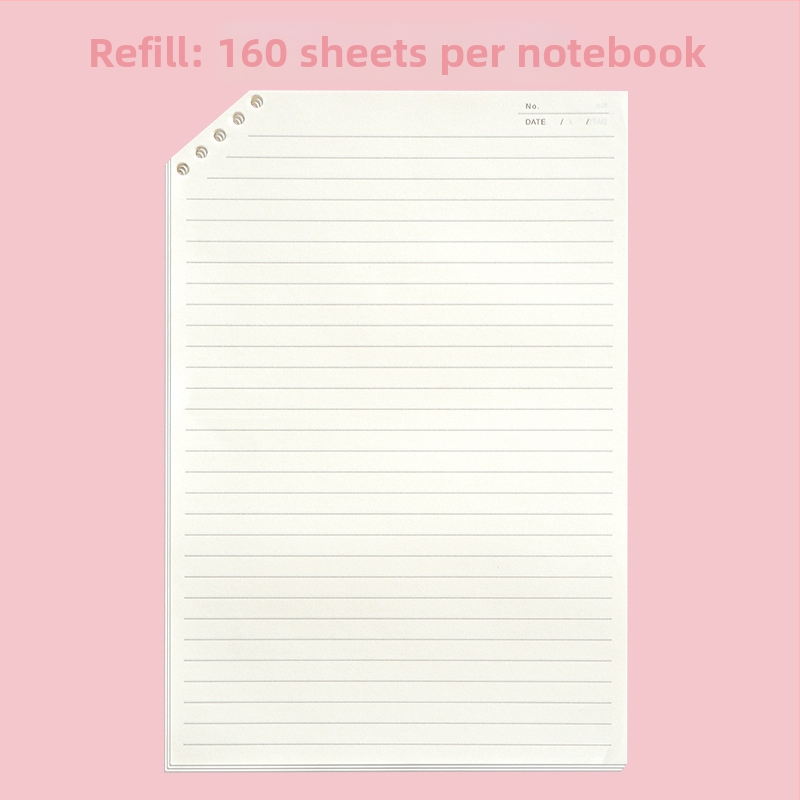 Caiet PP cu colțuri tăiate, foi detașabile, 120 pagini, hârtie 40 g