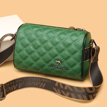 Ženska crossbody torba od kože prve sloje – horizontalni kvadratni oblik, zatvarač, poliester podstava, jedna naramenica