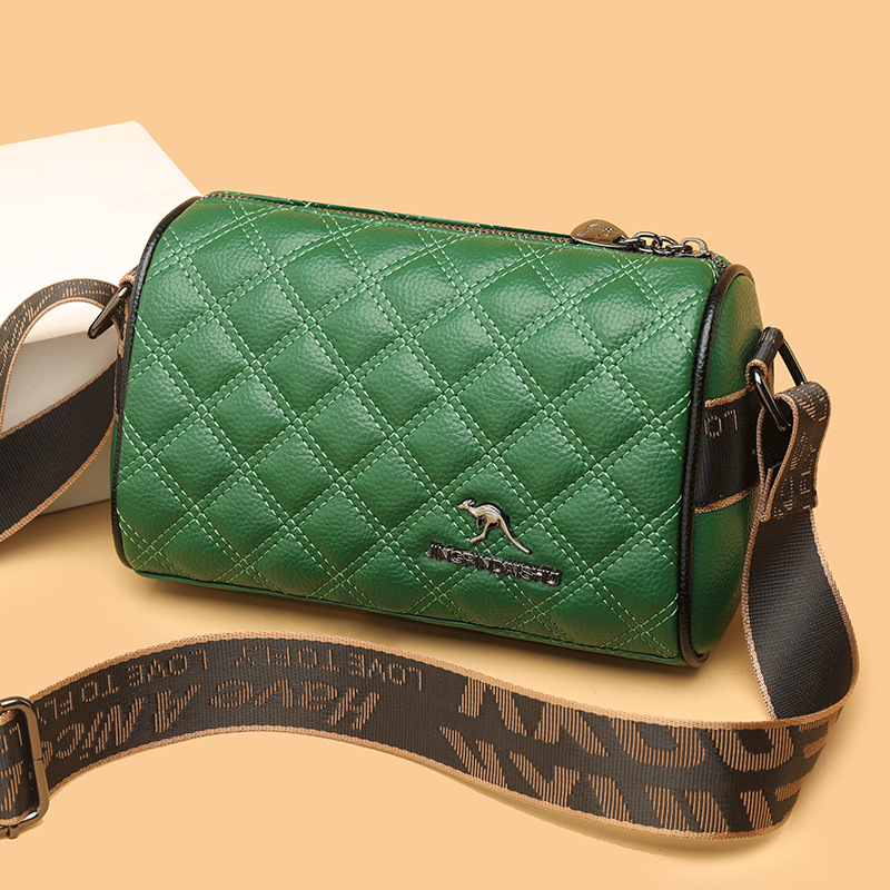 Ženska crossbody torba od kože prve sloje – horizontalni kvadratni oblik, zatvarač, poliester podstava, jedna naramenica